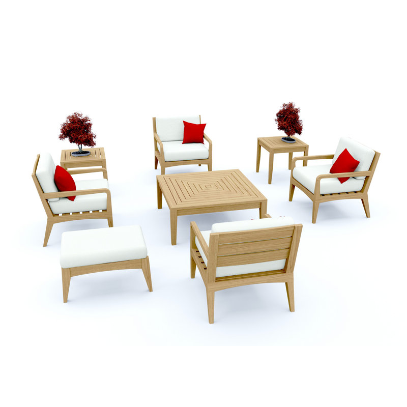 Ensemble de chaises longues en bois de teck 7 pièces Teakstation
