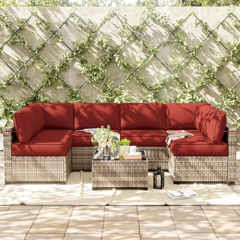 Ensemble de 14 coussins de remplacement pour siège / dossier (l 26 po x P 26 po), Rouge Terra, 26" L x 26" W x 5" H