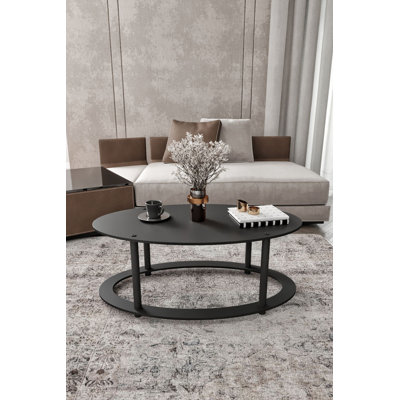Modern Black Coffee Table with Compressed Kraft Legs, 23.6 x 15.7 x 15.0 Inches | 100% MDF Construction, Stylish Solid Color Design | Perfect for Living Room, Elegant and Functional Addition to Your Home