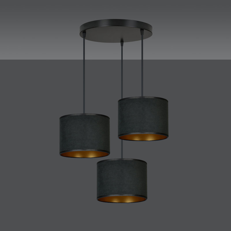 Eamie 3 - Light Black Cluster Pendant, Black