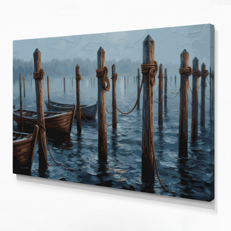 «Nautical Boat moorings», art mural sur toile bleue, H 20 po x l 24 po