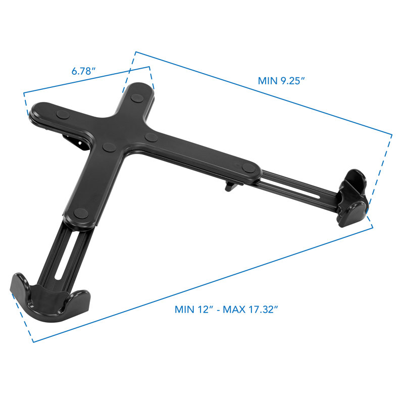 Black Adjustable Steel Clamp-On Laptop Tray with Safety Straps