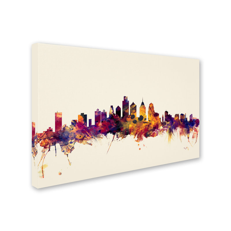 « philadelphia pennsylvanie horizon », impression sur toile tendue, H 12 po x l 19 po x P 2 po