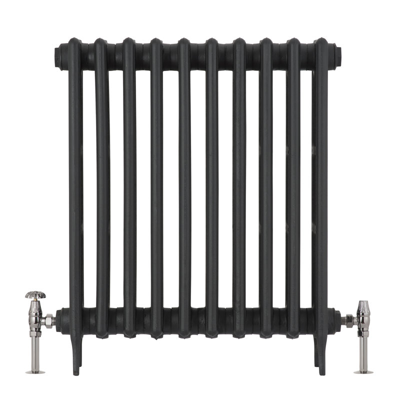 Abbotsford Heating Manual Radiator Valve with Ornate Wheel Head & Lockshield, Black