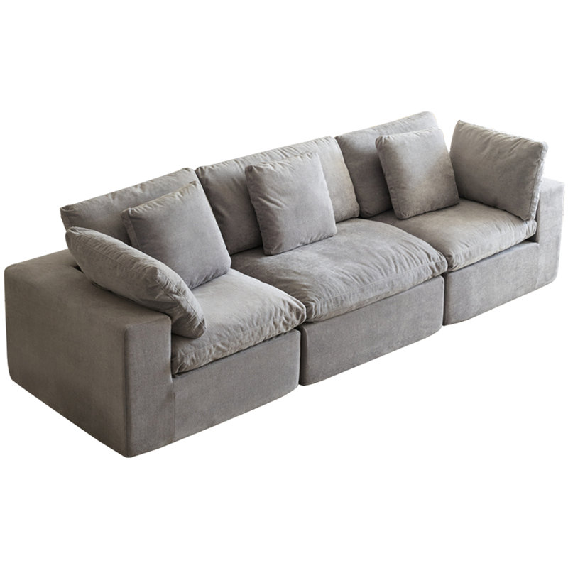 Canapé modulaire compressé à 3 places en gris, canapé-lit minimaliste moderne pour le salon, éponge à haute densité 33d, conception compacte, tissu de qualité, canapé modulaire à emballage quadruple, gris, économie
