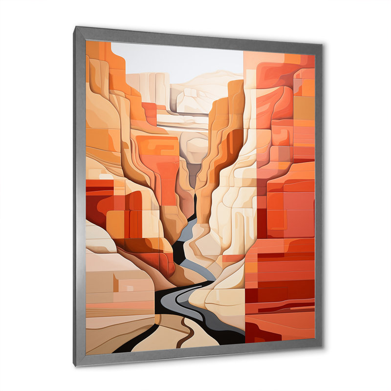 «Abstract Canyon Desert Storm», reproduction sur toile, Cadre simple argenté, H 20 po x l 12 po x P 1 po