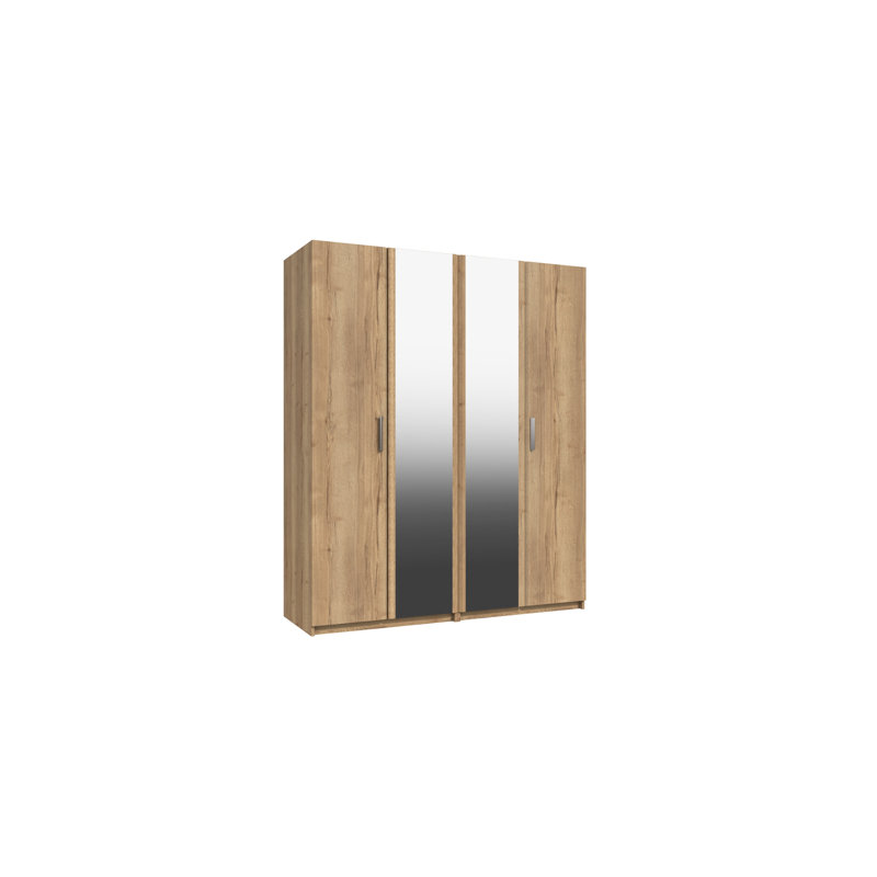 Harvey-Lee 4 Door Manufactured Wood Wardrobe, Natural Rustic Oak