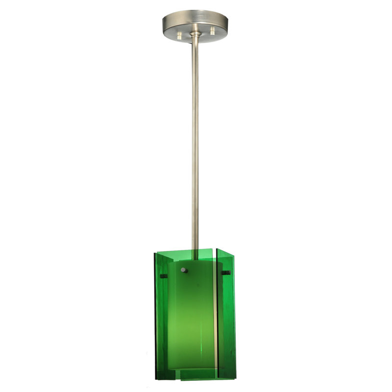 Luminaire suspendu rectangulaire 1 lumière, Vert, Argent