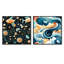 Ricciardi poisson éclectique côtier - ensemble de 2 collages carrés abstraits-101847056-101847050