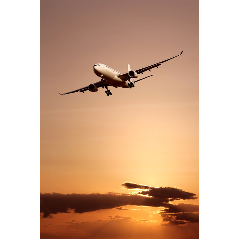 Jet Airplane Landing At Sunset by Sharply_done - Wrapped Canvas Print, 46cm H x 30cm W x 3.8cm D