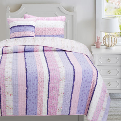 Ensemble de courtepointe réversible rose / mauve