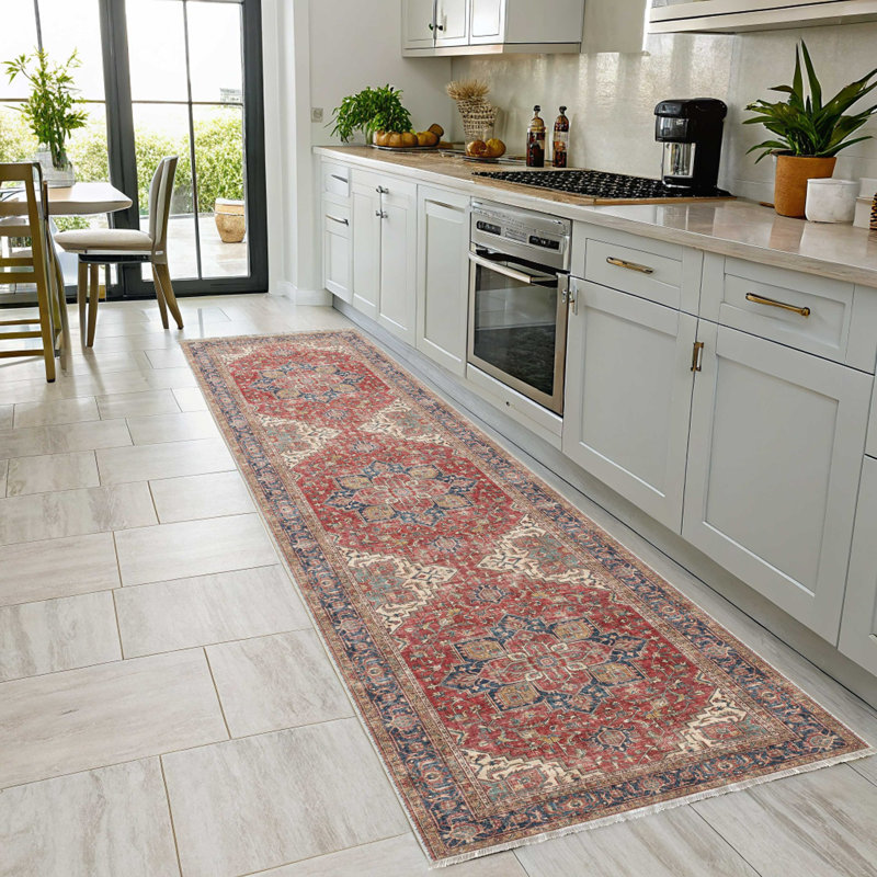 Rouge brique bourgogne marine Boho coton lavable rétro chenille kilim base de coton anti-dérapant kilim