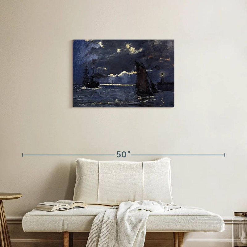 Mehar A Seascape Shipping By Moonlight, 20" H x 30" W