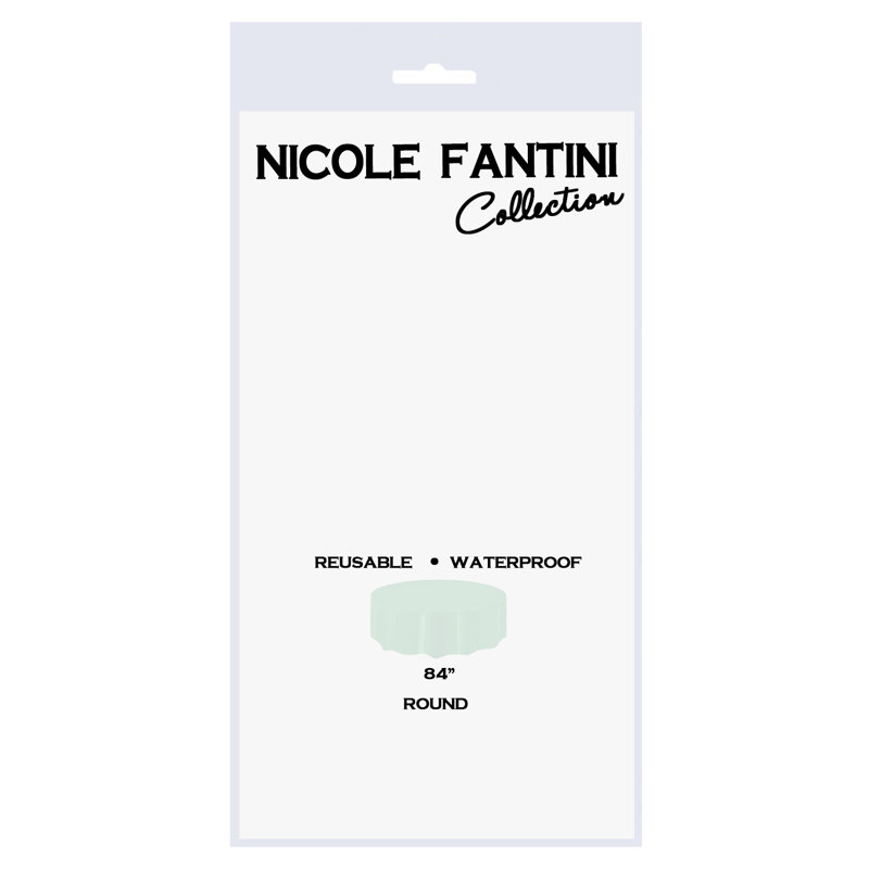Nicole Fantini Plastic Disposable Round Tablecloth 84", White