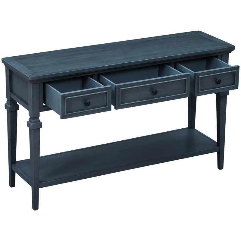 Console avec 3 tiroirs et tablette inférieure, Marine