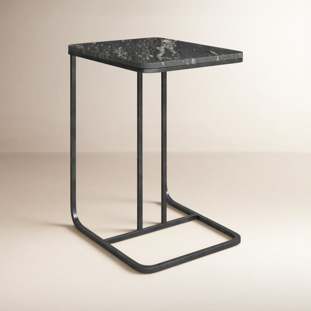 Erlinda End Table, Matte Black, Polished Black