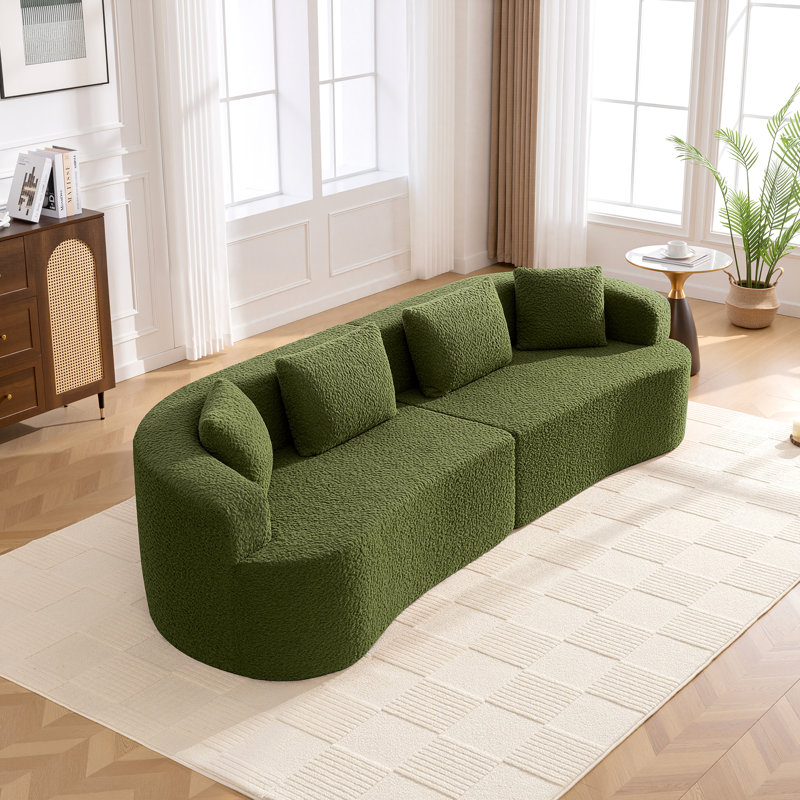 Canapé courbé Boneless de 112 po avec coussins Teddy, Vert