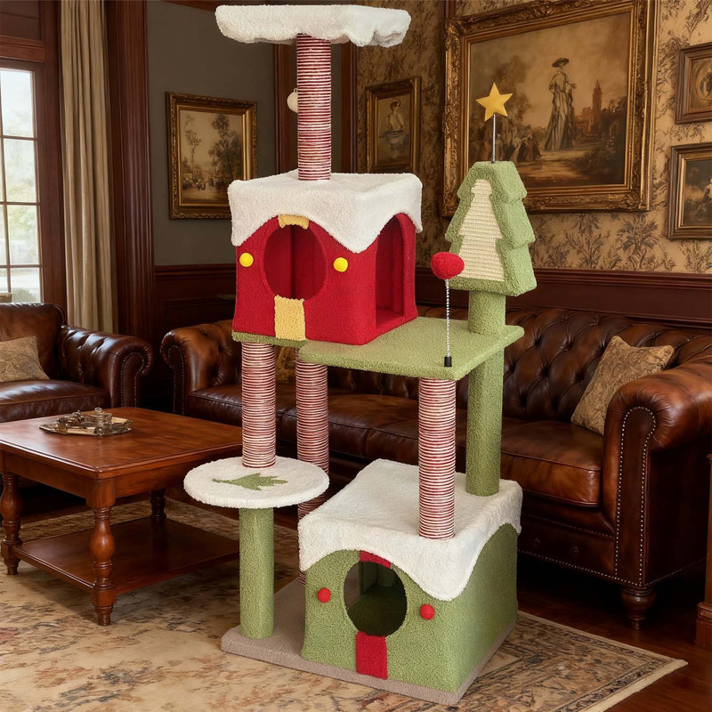 Arbre à chat à plusieurs niveaux avec base robuste et condos moelleux, parfait pour jouer et se détendre