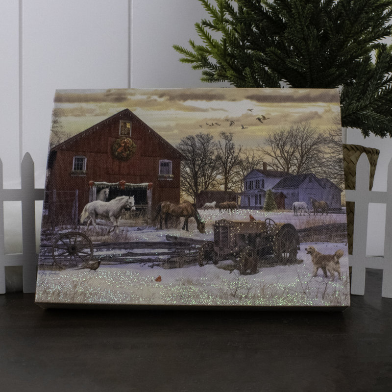 Winter Farm 8X6 Lighted Tabletop Canvas