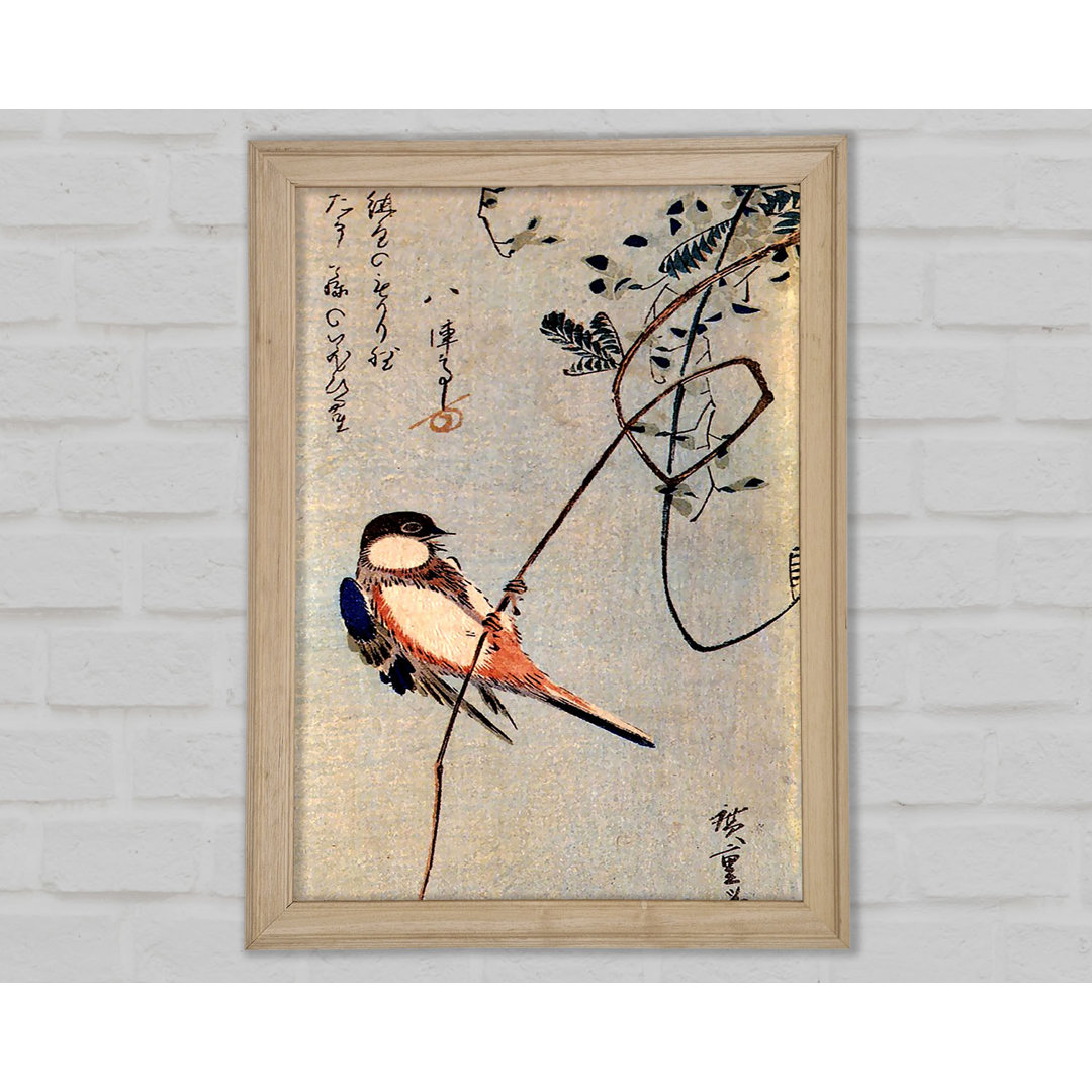 Hiroshige Ein Vogel auf einer Glyzinie - Druck