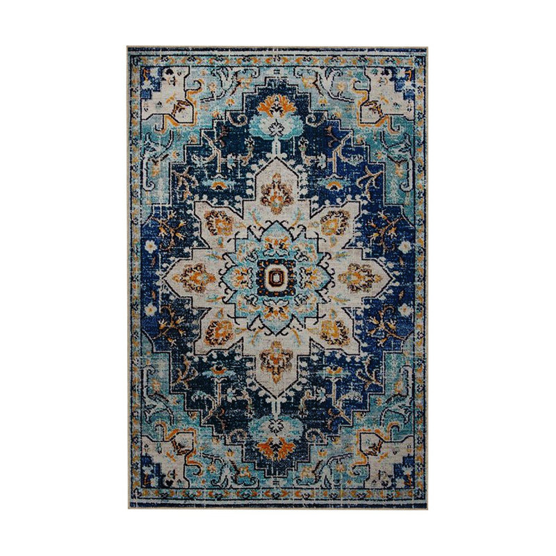 Tapis décoratif lavable bleu, Rectangle 3 pi 3 po x 4 pi 11 po