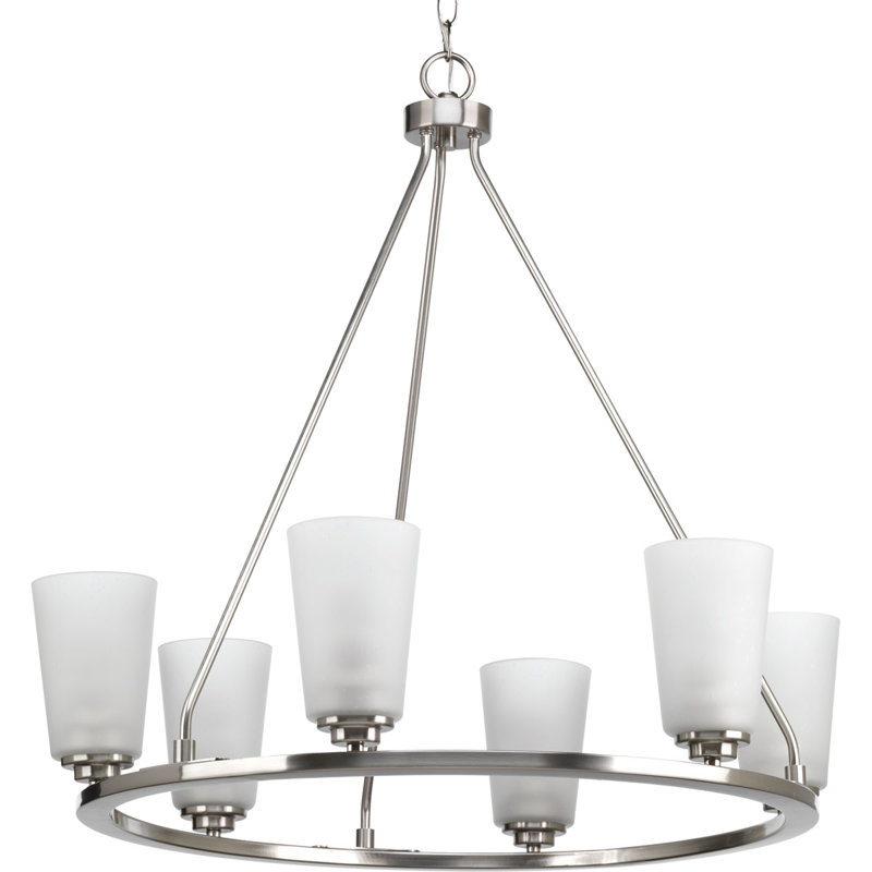 Miesha 6 - Light Farmhouse Chandelier, Brushed Nickel