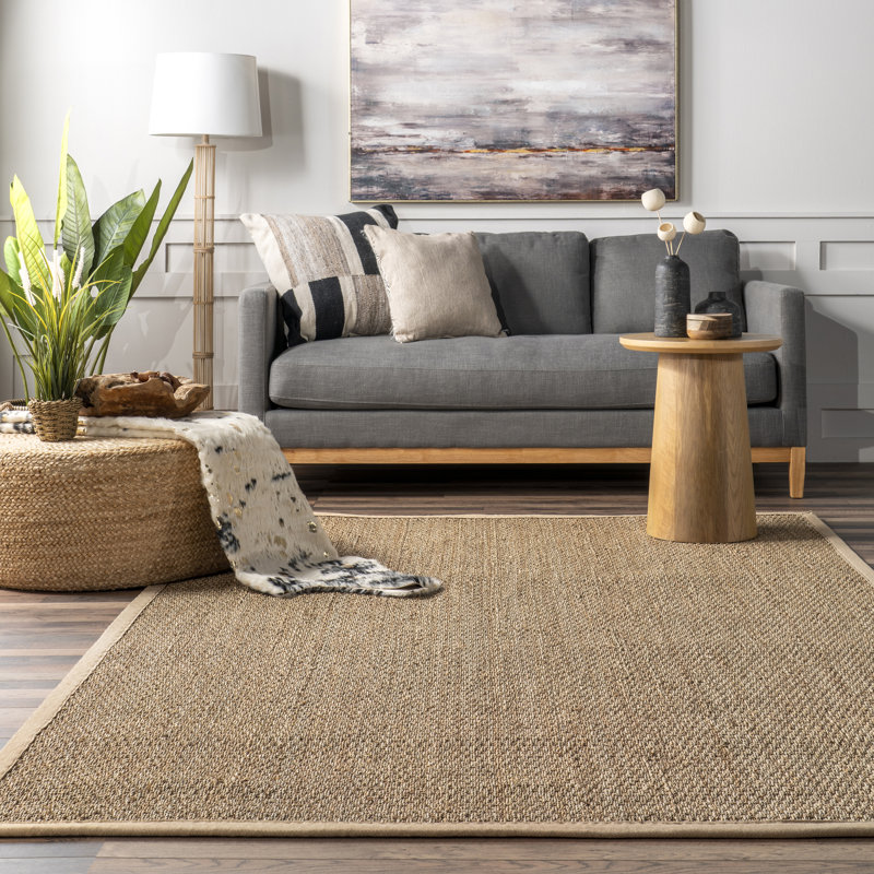 Palacio Farmhouse Seagrass Area Rug in Beige, Rectangle 10' x 14'