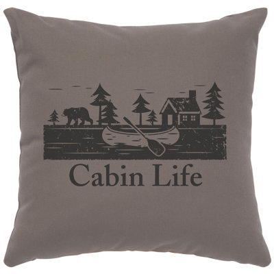 Coussin Wooded River Image - Cabin Life - Coton chrome