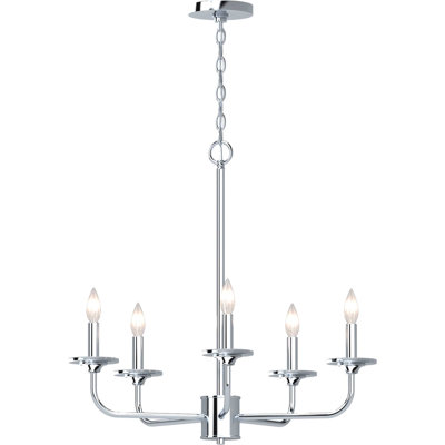  5-Light Indoor Polished Nickel Classic/Traditional Candelabra Chandelier