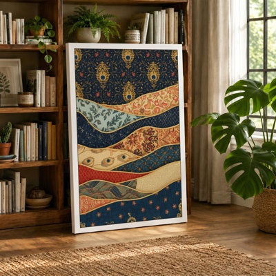 Layered Textile Composition Eclectic - Wrapped Canvas
