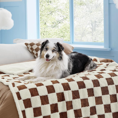 Lesure Waterproof Washable Large Dog Blanket, Double Sided Jacquard Shag & Sherpa Fleece, Couch Protection