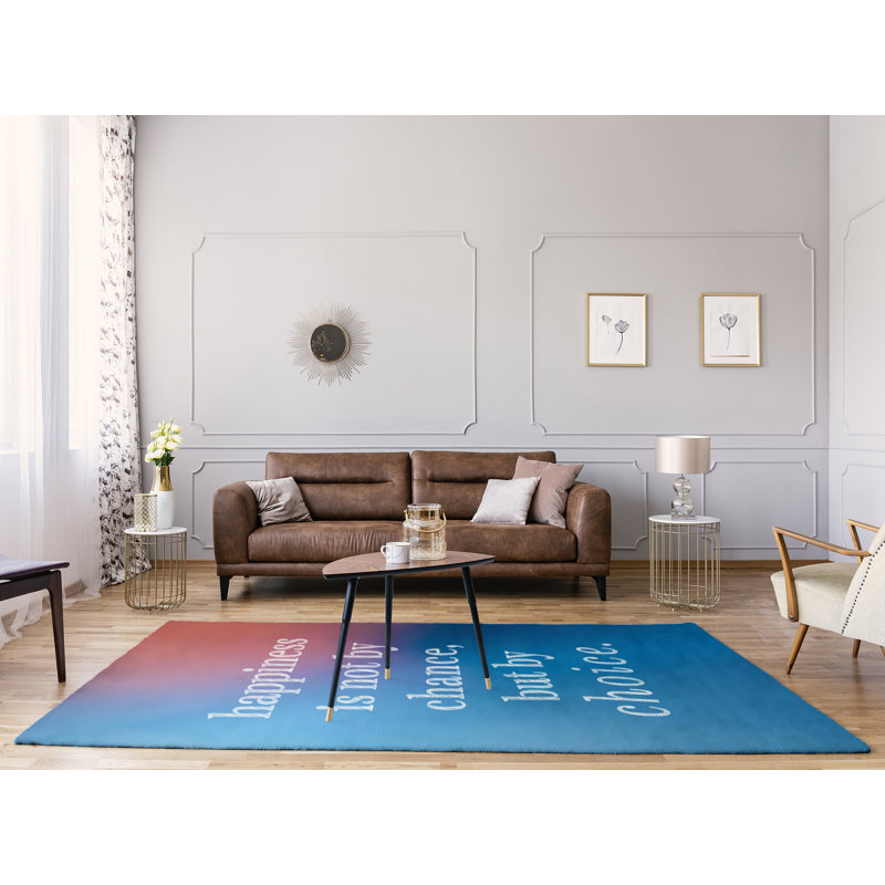 Tapis en chenille poly citation sur fond multicolore Quotes, Rectangle 9 pi x 12 pi