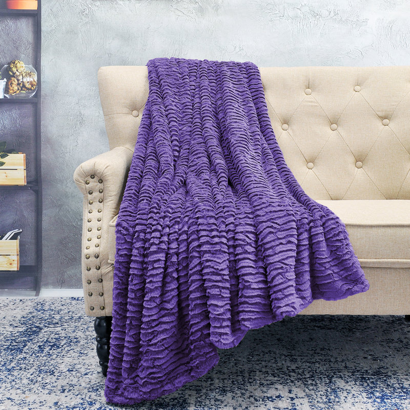 Knitted Throw Blanket, Purple