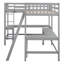 Lit mezzanine simple en bois en forme de L avec échelle et 2 bureaux intégrés en forme de L