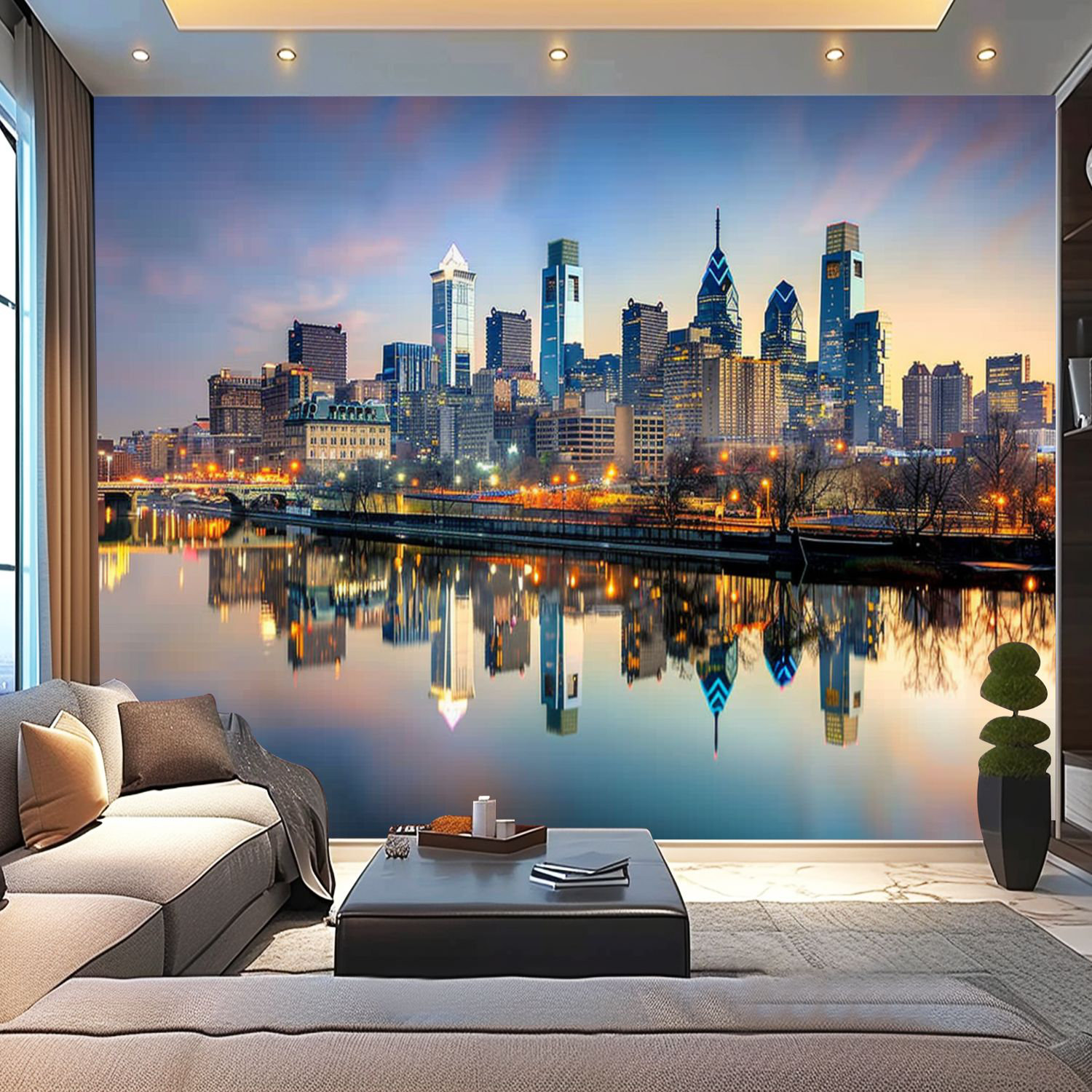 Latitude Run® Peel and Stick Canvas Wallpaper Wall Mural Downtown ...
