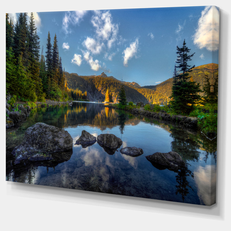 " Mountain Lake Surrounded By Trees ", 12" H x 20" W x 1" D