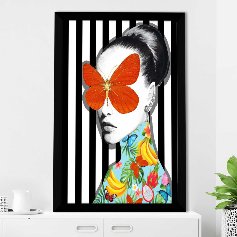 «Tropical Stripes (Vertical)» par Jodi - impression, Cadre noir, H 49,5 po x l 33,5 po x P 1 po