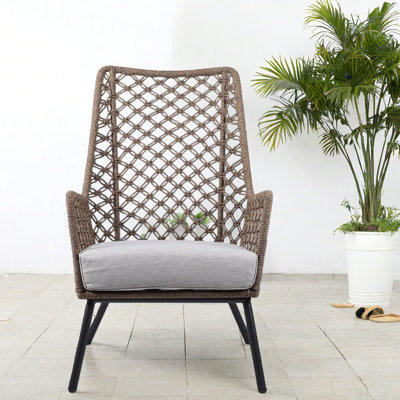Durable Steel Patio Lounge Chairs, Rope Design, Modern Comfort For Indoor Outdoor Use
