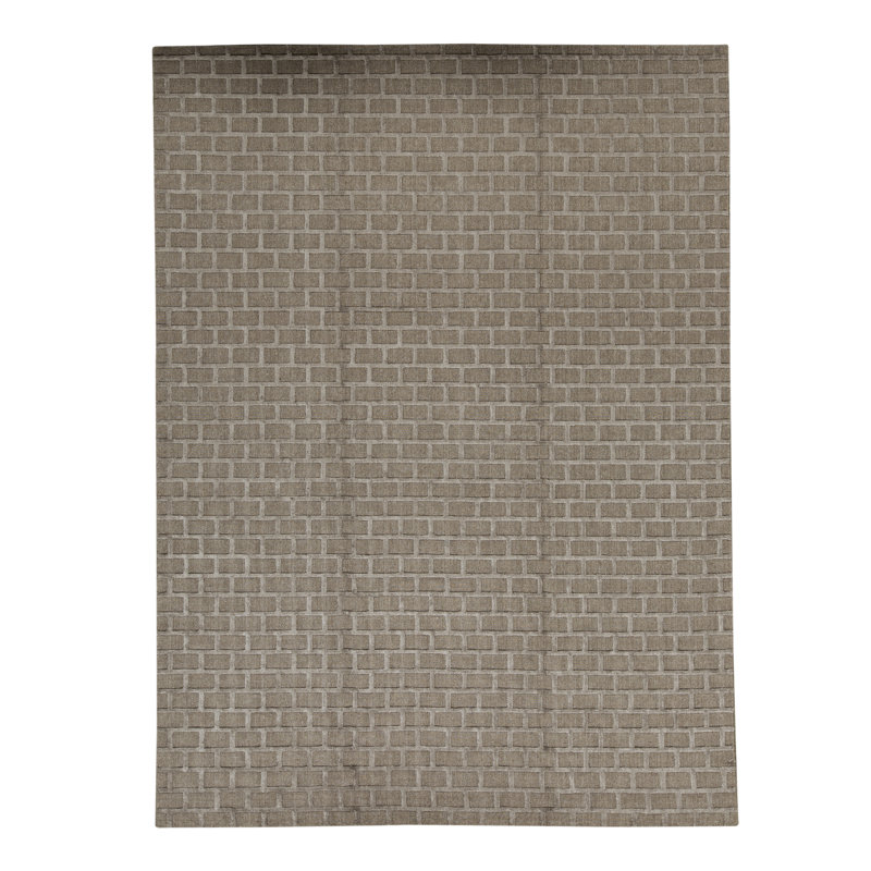 Cotton Geometric Area Rug in Brown
