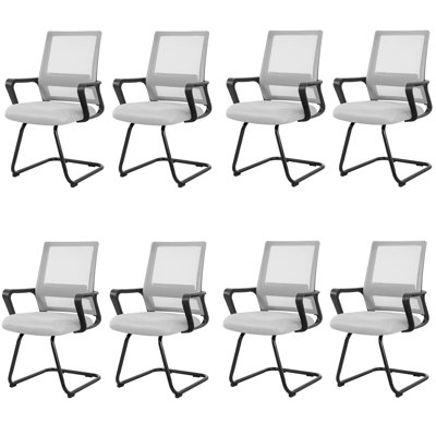 Ensemble de 8 chaises pour salle d'attente en filet, chaise pour invité de bureau, ensemble de 8 chaises pour salle d'attente avec accoudoirs