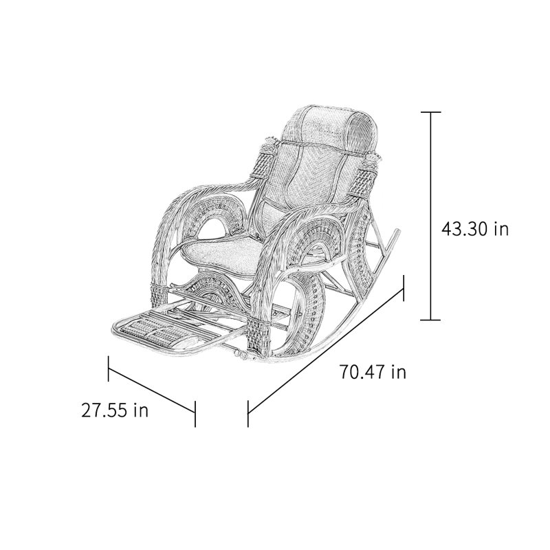 Chaise berçante élégante en rotin naturel