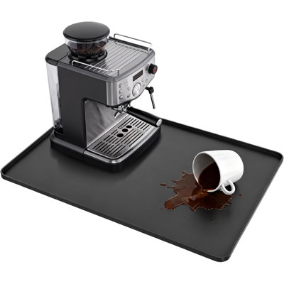 Tapis de café de 24 pouces - silicone résistant à la chaleur pour bar et comptoir de cuisine - tapis de bar pour comptoir - machine à espresso et machines décoratives (noir)