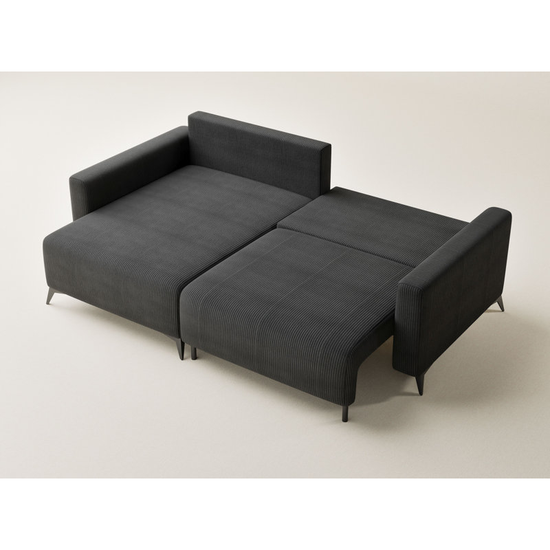 3 Seater Reclining Corner Sofa , Left Hand Facing, Velvet - Graphite