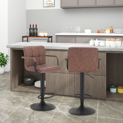 Haymark Swivel Upholstered Adjustable Height Counter Stool with Metal Frame