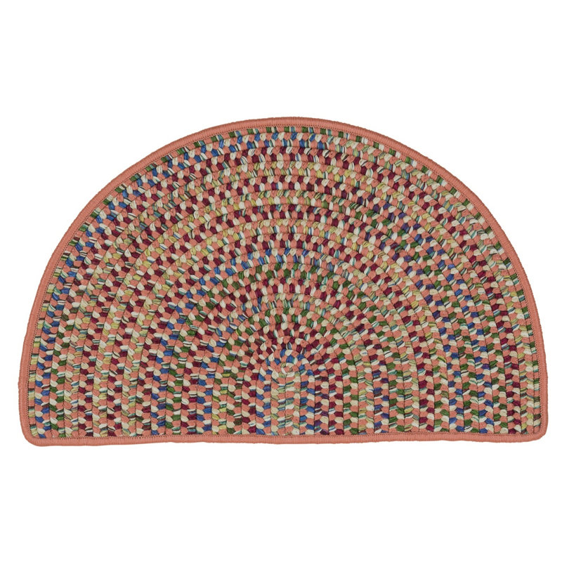 Shick Geometric Kitchen Mat, Semi-Circle 1'6" x 2'6", Pink