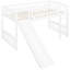 Lit mezzanine simple avec glissade - Blanc, bois massif pour une vie paisible avec une glissade blanche, maximisant l'espace pour les familles en pleine croissance
