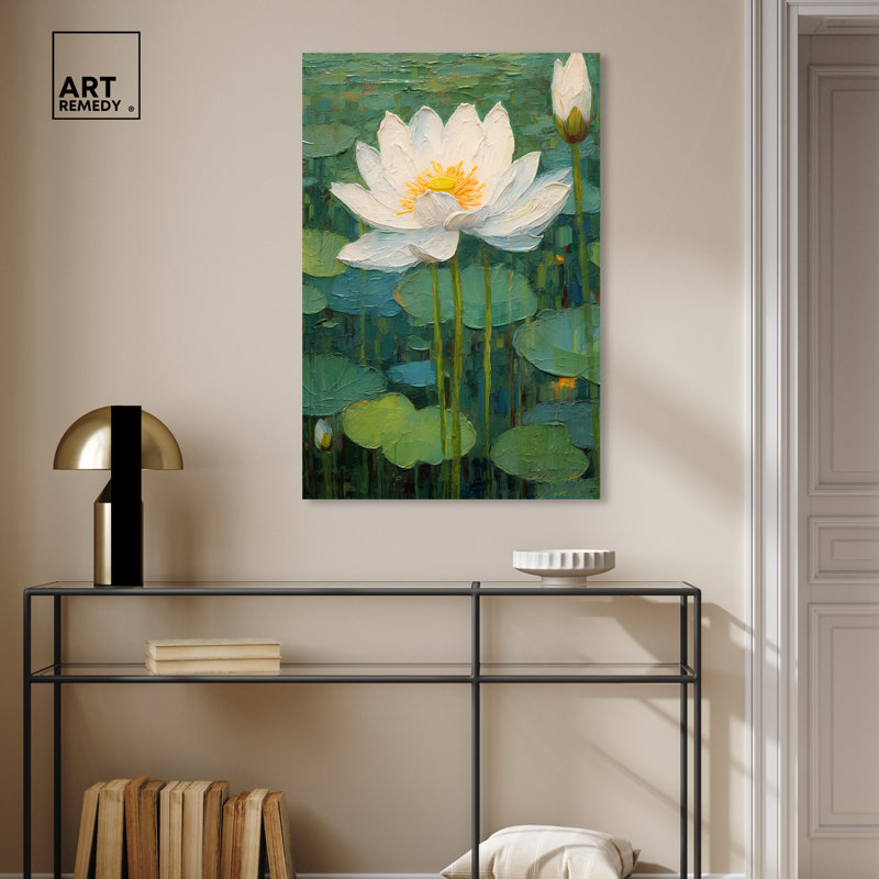 Art Remedy This Is My Waterlily, impressionisme encadré, H 36 po x l 24 po, Toile tendue