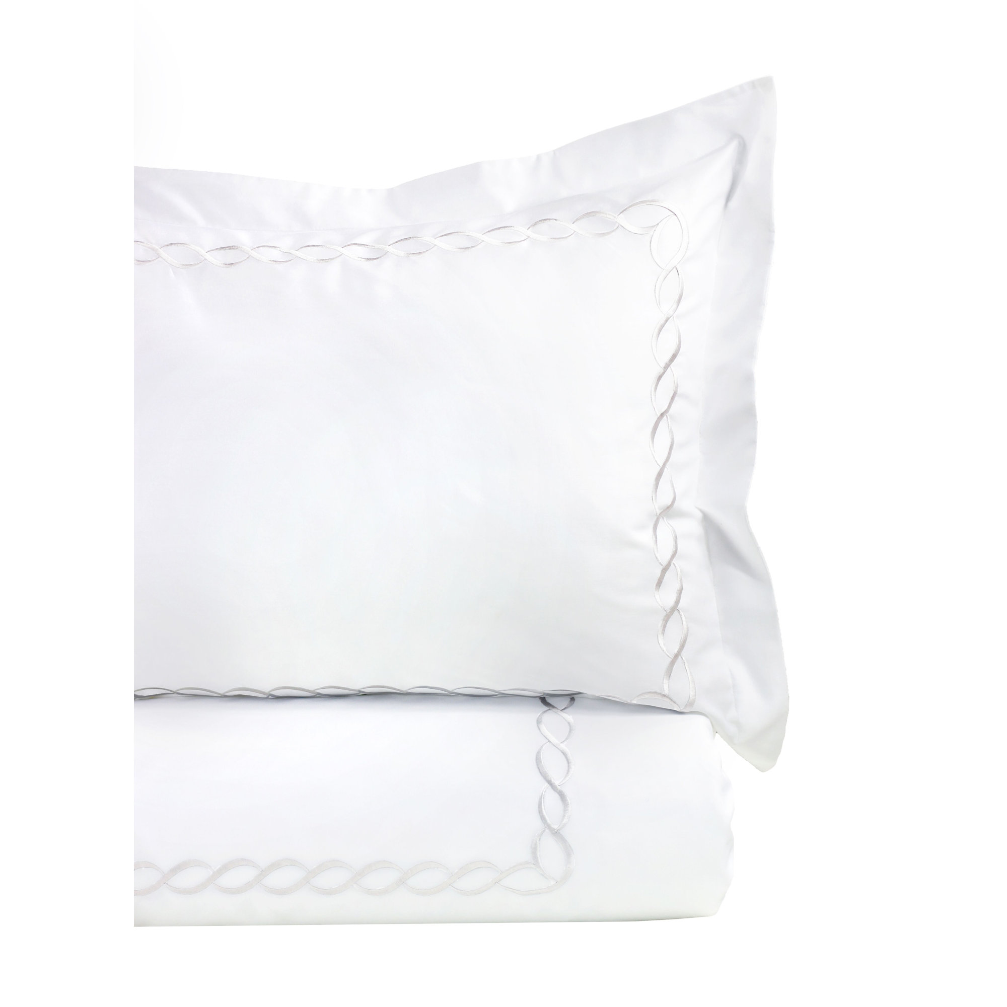 Avellana Sateen Duvet Cover Set, King Duvet Cover + 2 King Shams, White