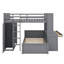 Lit mezzanine double avec lit simple attaché, étagère, bureau et garde-robe-114446969