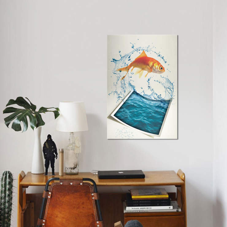«Jilling Goldfish II», impression sur toile, H 26 po x l 18 po x P 1,5 po, Toile tendue, Pas de tapis